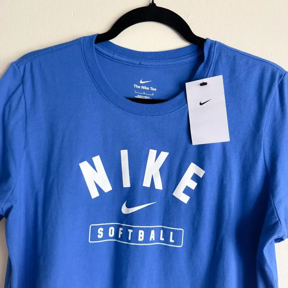 Nike Blue + White Softball Short Sleeve Tee Large NWT